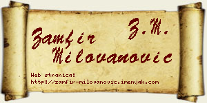Zamfir Milovanović vizit kartica